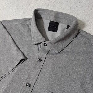 NEW! Dunning Button Down Mens Med Gray Performance Pique Short Sleeve Shirt